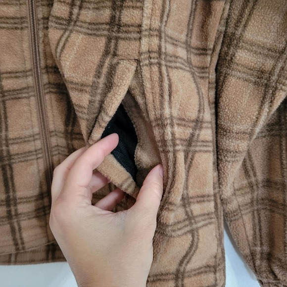 cg l cg Windowpane Plaid Full Zip Long Sleeve Fleece Jacket - Picture 4 of 6